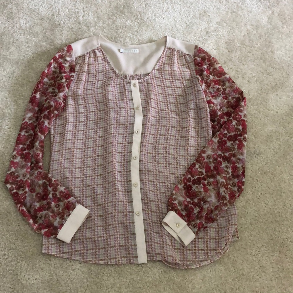 Hinge multi-color semi-sheer blouse